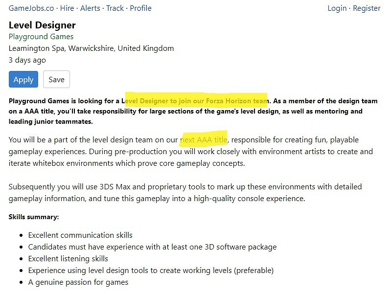 職位訊息顯示《極限競速：地平線6》已開始製作
