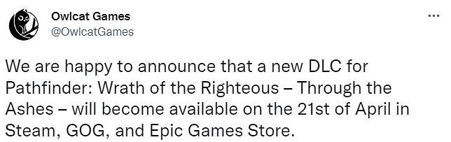 《尋路者傳奇：正義之怒》新DLC“穿過灰燼” 4月21日上線