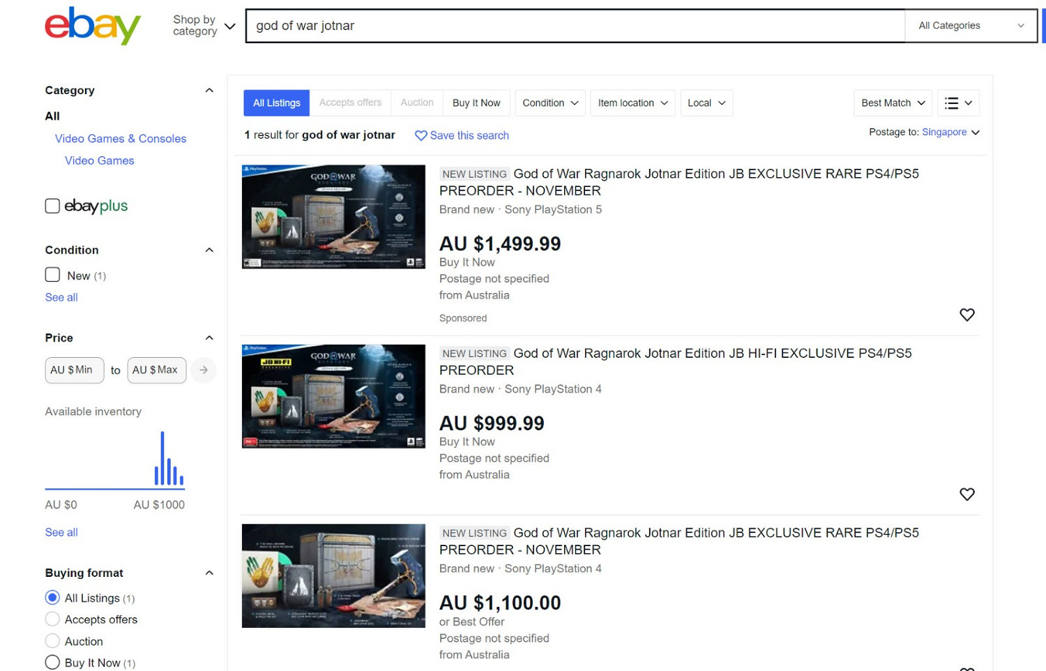 已經開始炒了《戰神5》巨人版Ebay價格已是零售價的3倍 已經開始炒了《戰神5》巨人版Ebay價格已是零售價的3倍