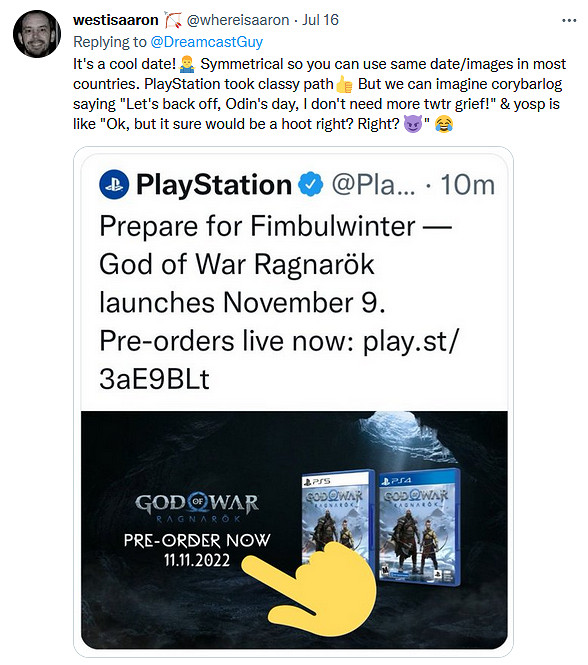 想硬碰硬?《戰神:諸神黃昏》似乎原計劃11月11日發售 想硬碰硬?《戰神:諸神黃昏》似乎原計劃11月11日發售