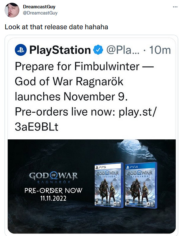 想硬碰硬?《戰神:諸神黃昏》似乎原計劃11月11日發售 想硬碰硬?《戰神:諸神黃昏》似乎原計劃11月11日發售