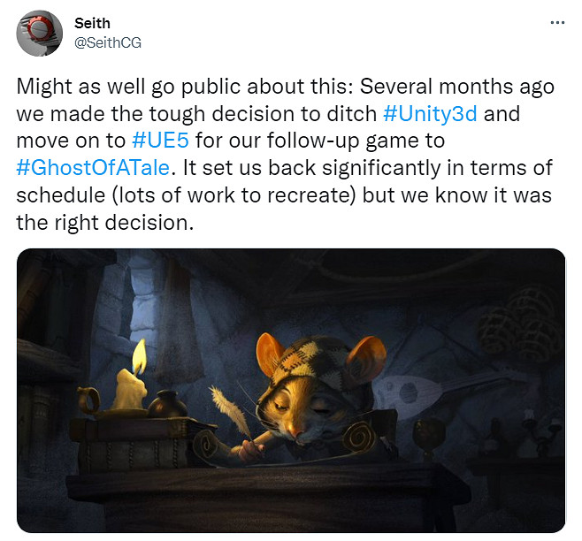 好評潛行遊戲《精靈鼠傳說》續作放棄U3D轉為虛幻5開發