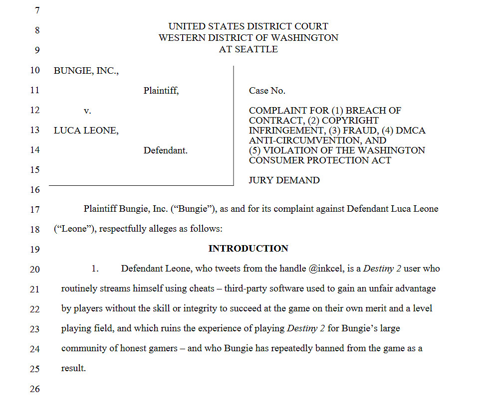 Bungie再次起訴作弊者 曾威脅燒掉開發商辦公室 Bungie再次起訴作弊者 曾威脅燒掉開發商辦公室