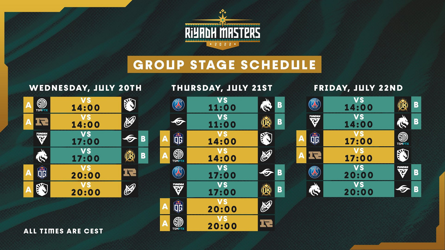 《DOTA2》利雅得大師賽小組賽全賽程公布7.20開戰! 《DOTA2》利雅得大師賽小組賽全賽程公布7.20開戰!