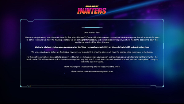 多人競技射擊類遊戲《星際大戰:獵人》宣布再次跳票 多人競技射擊類遊戲《星際大戰:獵人》宣布再次跳票