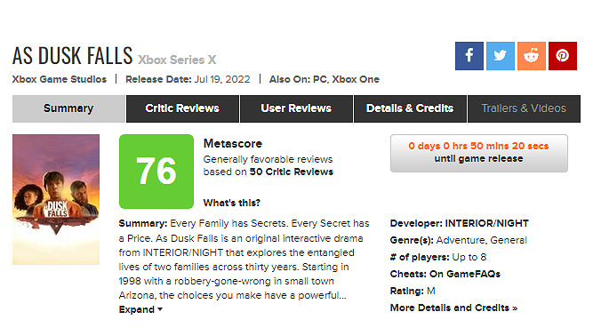 《日落黃昏時》全球媒體評分解禁 普遍好評MC均分79! 《日落黃昏時》全球媒體評分解禁 普遍好評MC均分79!