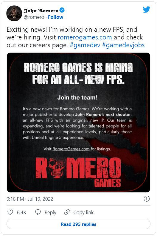 “FPS教父”約翰·羅梅洛宣布正在開發虛幻5 FPS新作 “FPS教父”約翰·羅梅洛宣布正在開發虛幻5 FPS新作