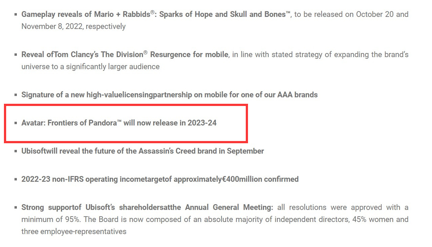 並不意外!育碧《阿凡達:潘朵拉邊境》延期至23-24財年 並不意外!育碧《阿凡達:潘朵拉邊境》延期至23-24財年