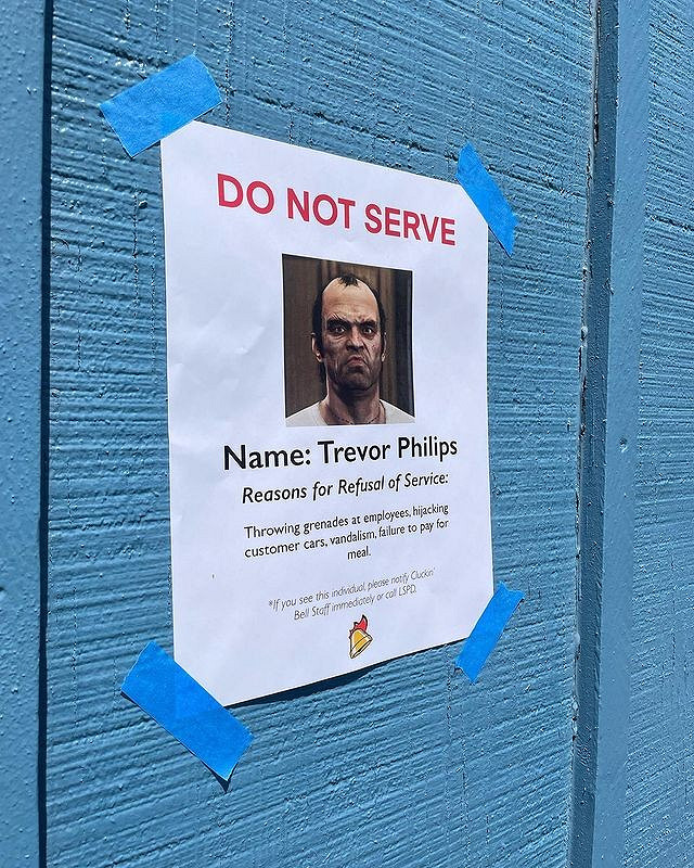 GTA遊戲內連鎖快餐開到現實中 不接待老崔用餐