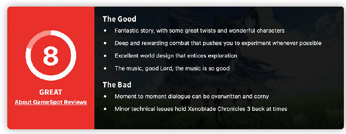 《異度之刃3》媒體評分出爐:一致好評!MC均分88! 《異度之刃3》媒體評分出爐:一致好評!MC均分88!