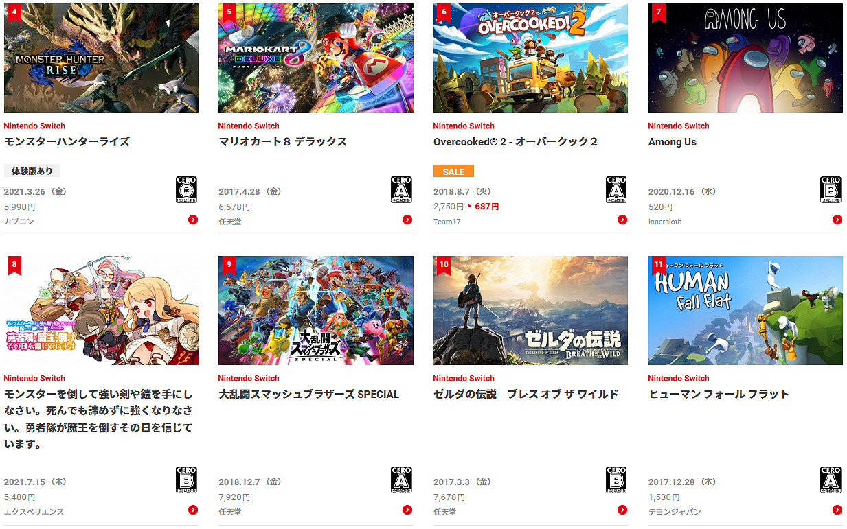 2022上半年Switch遊戲下載排行版 《寶可夢傳說》穩居第一 2022上半年Switch遊戲下載排行版 《寶可夢傳說》穩居第一