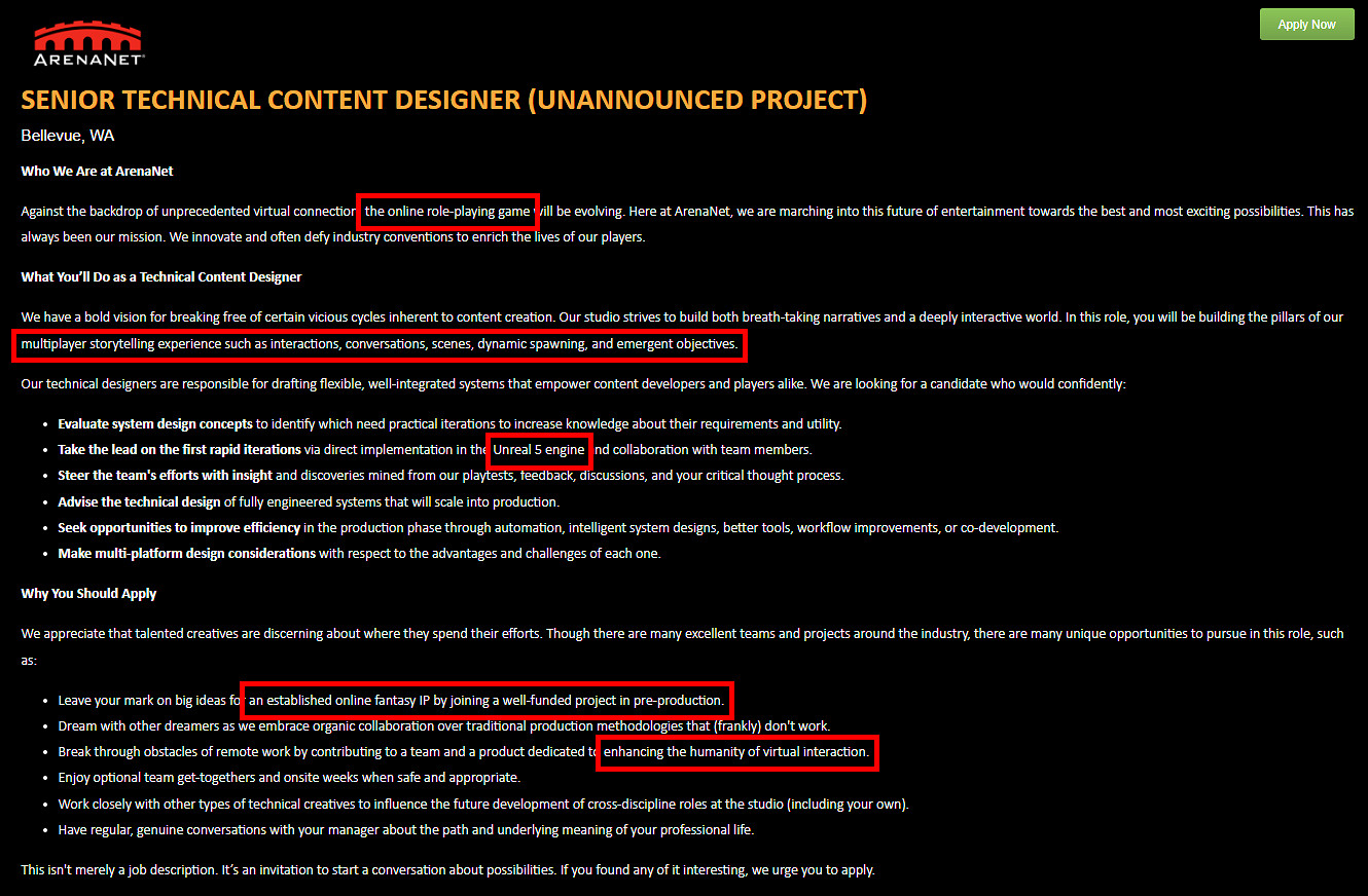 《激戰》團隊招聘列表更新：虛幻5的《激戰3》要來了？