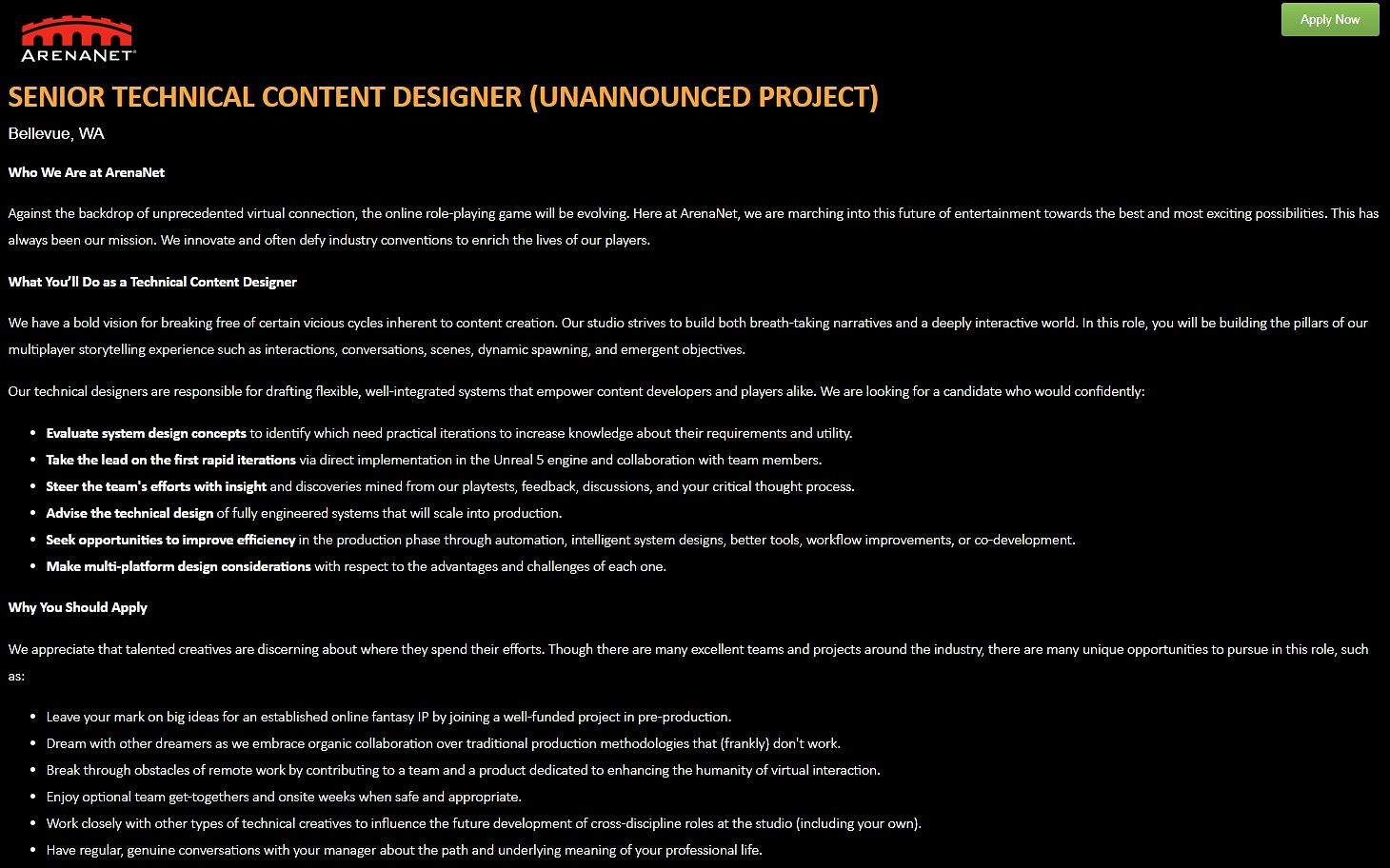 MMORPG《激戰3》或在開發中 採用虛幻5引擎打造