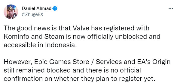 虛晃一槍還是虛驚一場?印尼解封Steam:已可正常訪問 虛晃一槍還是虛驚一場?印尼解封Steam:已可正常訪問