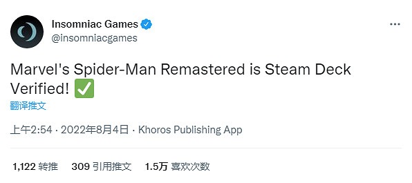 隨身即玩!《漫威蜘蛛人》重製版通過Steam Deck驗證 隨身即玩!《漫威蜘蛛人》重製版通過Steam Deck驗證