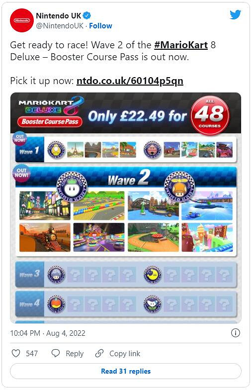 《馬裡奧賽車8》第二彈DLC今日上線：加入8條新賽道！
