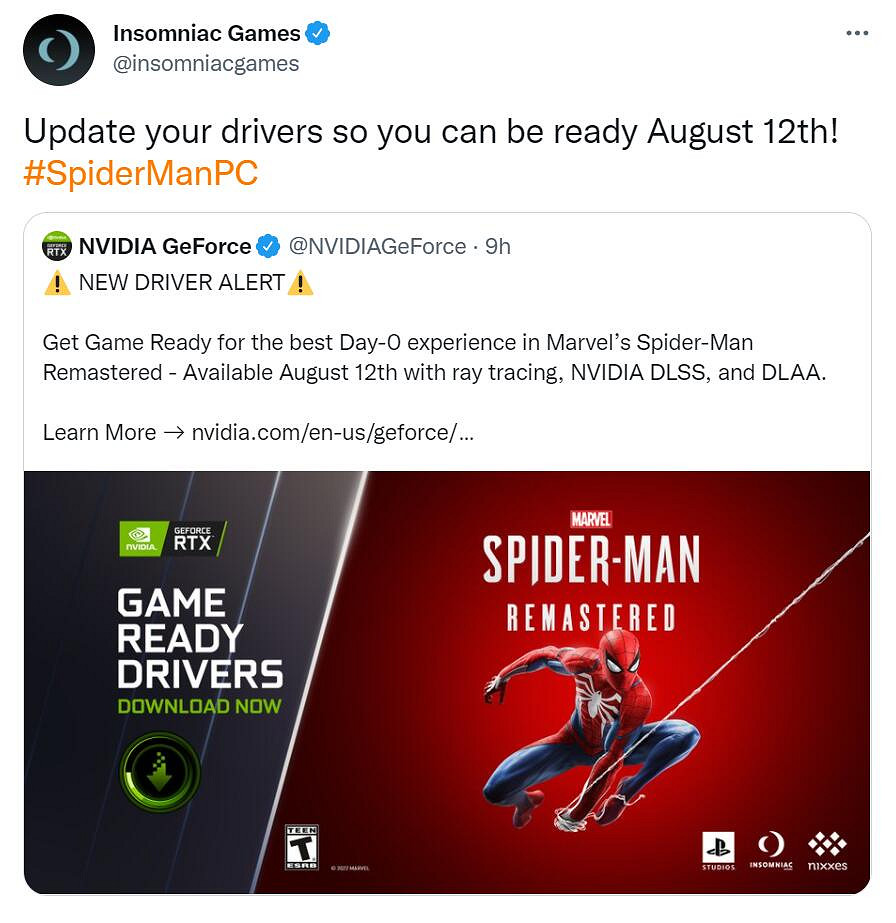 《漫威蜘蛛人》PC版具體解鎖時間公布!N卡驅動更新 《漫威蜘蛛人》PC版具體解鎖時間公布!N卡驅動更新