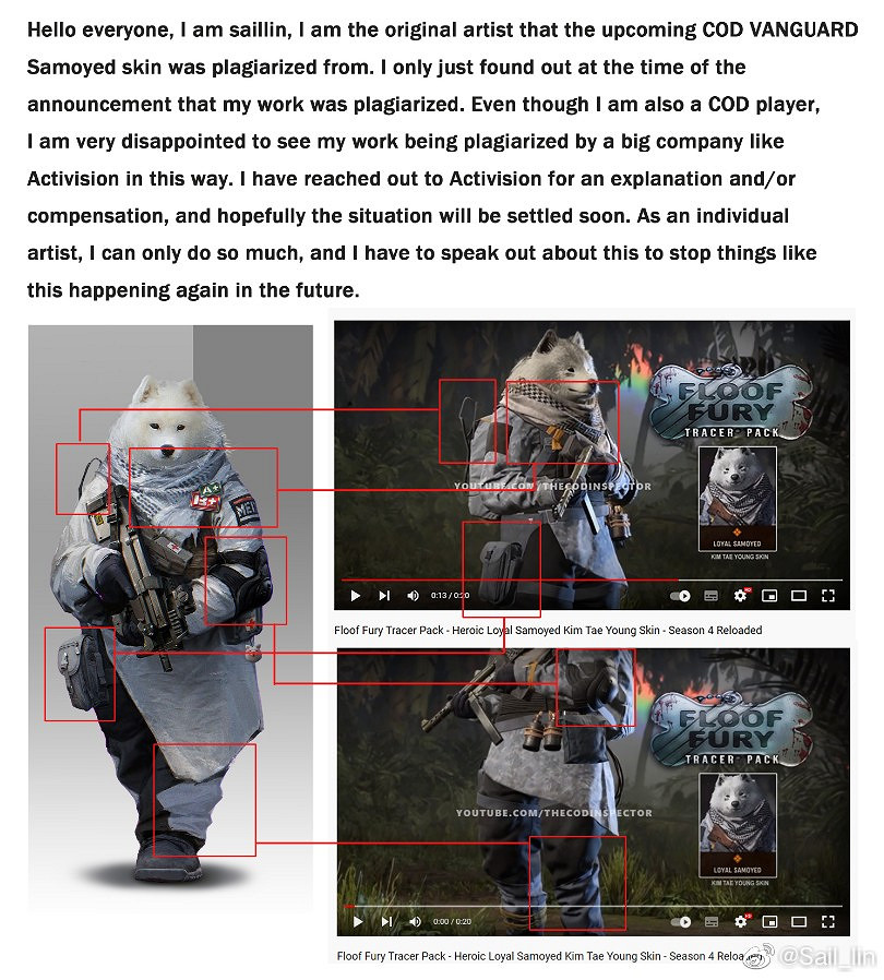 國人畫師回應動視因COD皮膚抄襲致歉:敷衍了事 國人畫師回應動視因COD皮膚抄襲致歉:敷衍了事