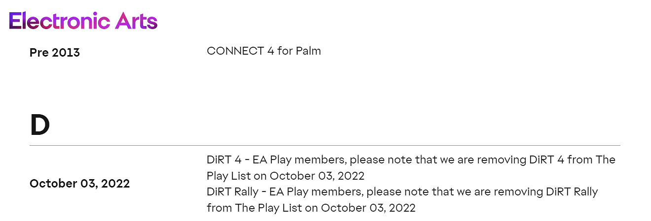 EA Play在10月3號有10款遊戲離庫!含《塵埃4》! EA Play在10月3號有10款遊戲離庫!含《塵埃4》!