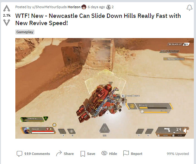 《Apex》再添一搞笑BUG:紐卡斯爾化身高速救護車! 《Apex》再添一搞笑BUG:紐卡斯爾化身高速救護車!