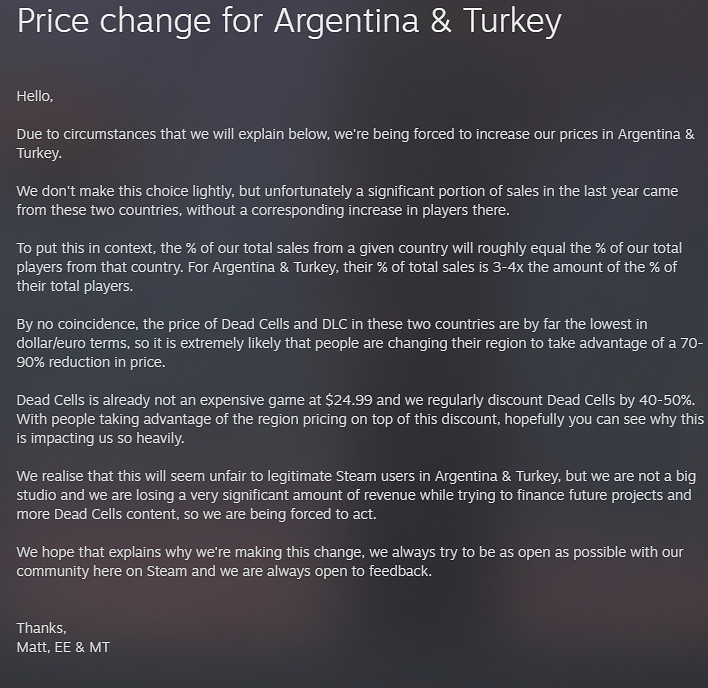 被薅窮了 《死亡細胞》宣布上調Steam土區阿區價格 被薅窮了 《死亡細胞》宣布上調Steam土區阿區價格