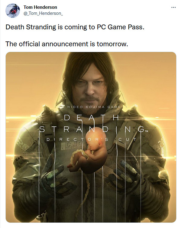 《死亡擱淺：導剪版》明日將官宣登陸PC Game Pass