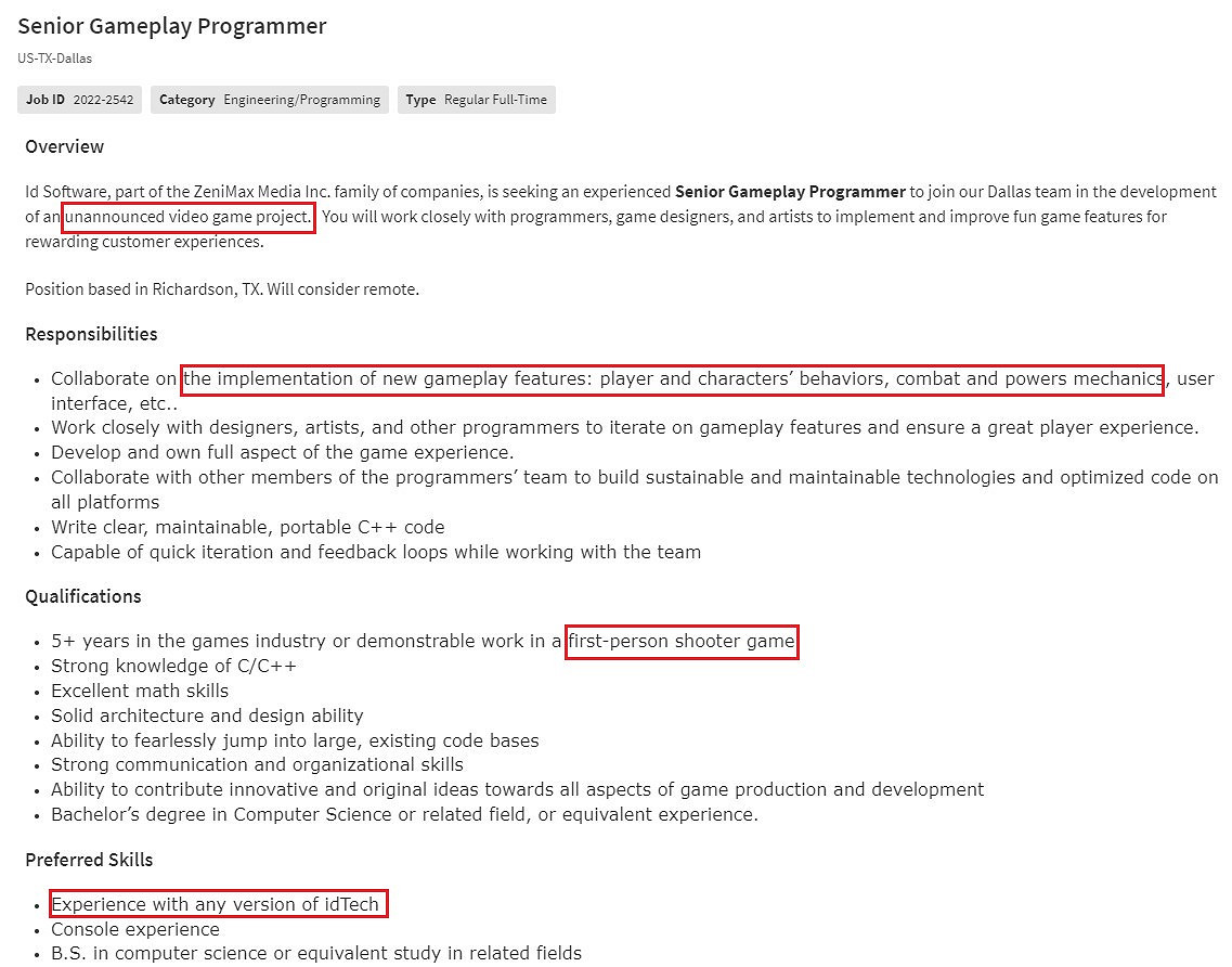 id Software正開發一個未公布的FPS遊戲 id Software正開發一個未公布的FPS遊戲
