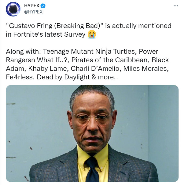 《堡壘之夜》可能連動《絕命毒師》!加入炸雞叔皮膚 《堡壘之夜》可能連動《絕命毒師》!加入炸雞叔皮膚