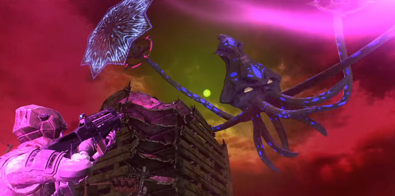 《地球防衛軍6》Boss戰展示 四人合力激戰觸手怪! 《地球防衛軍6》Boss戰展示 四人合力激戰觸手怪!