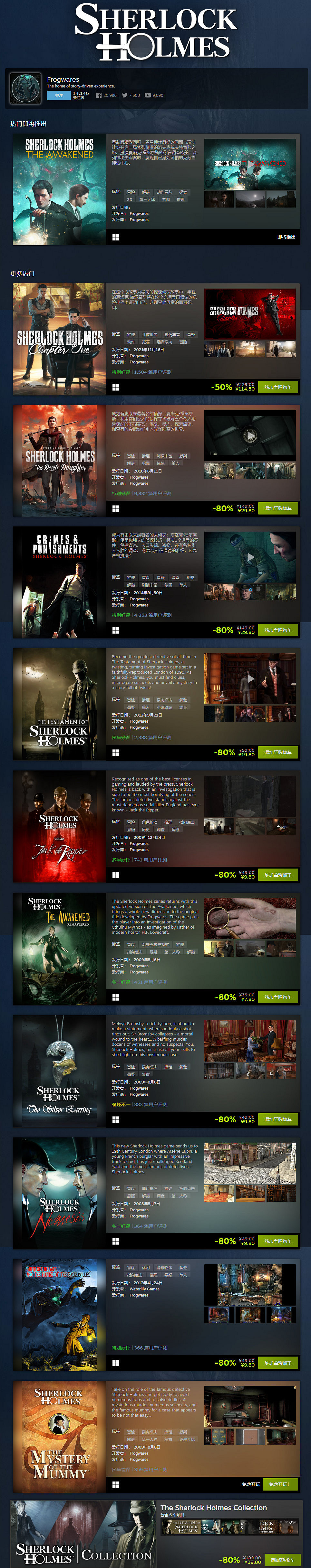 偵探迷必備！Steam《夏洛克·福爾摩斯》系列優惠特賣