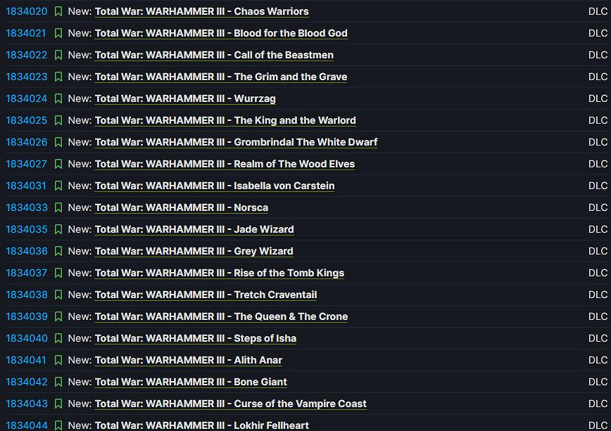 SteamDB：一大批《全戰戰鎚3》DLC上線Steam後台