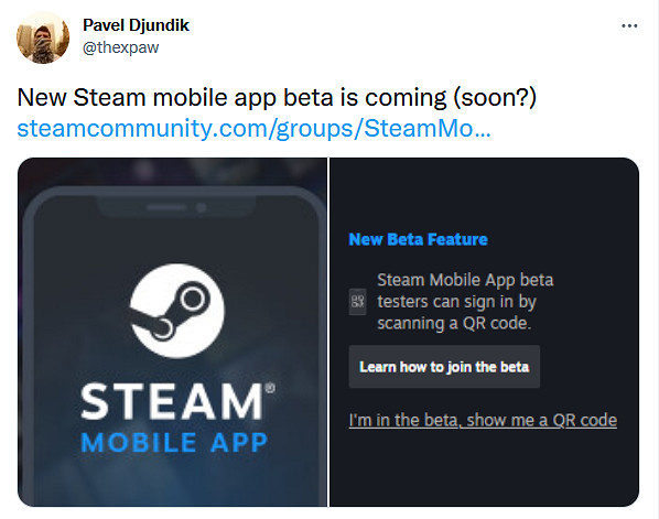 全新Steam移動端APP測試版即將到來 支援掃碼登陸 全新Steam移動端APP測試版即將到來 支援掃碼登陸