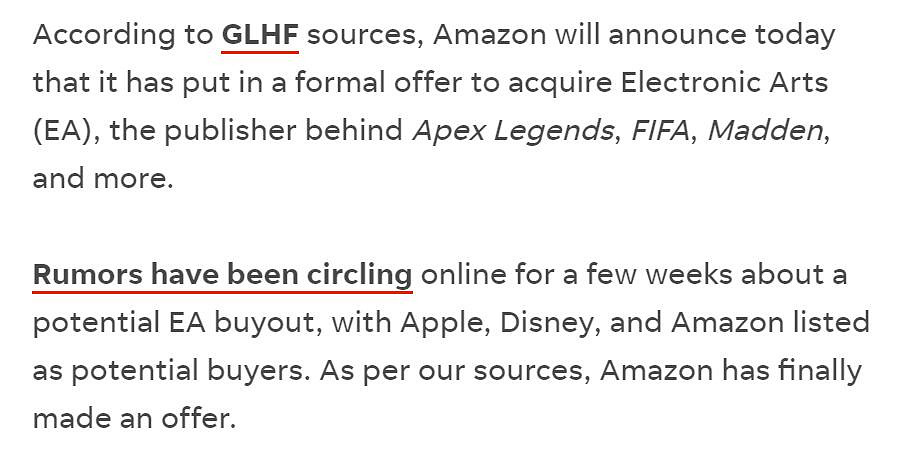 亞馬遜將來有可能收購EA!星戰、FIFA發行商EA將來有可能被收購 亞馬遜將來有可能收購EA!星戰、FIFA發行商EA將來有可能被收購
