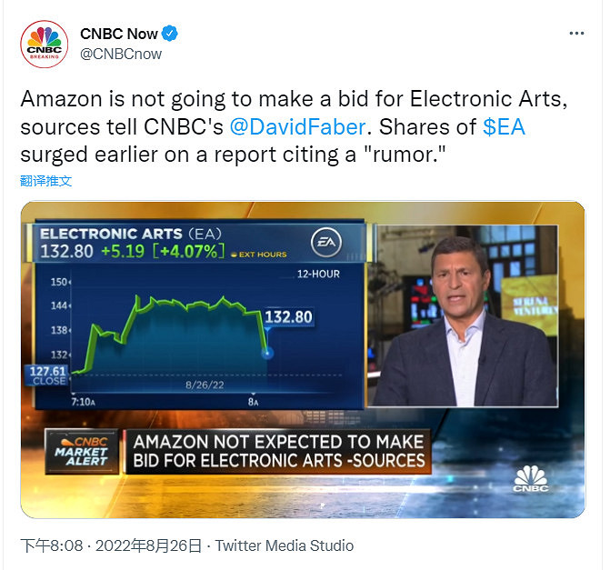 亞馬遜要收購EA？CNBC：沒有這回事