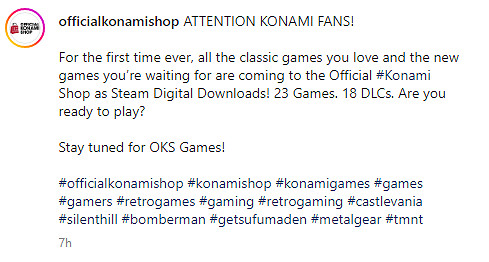 科拿米老遊戲將來有可能回歸Steam？官方稱將帶來多部作品