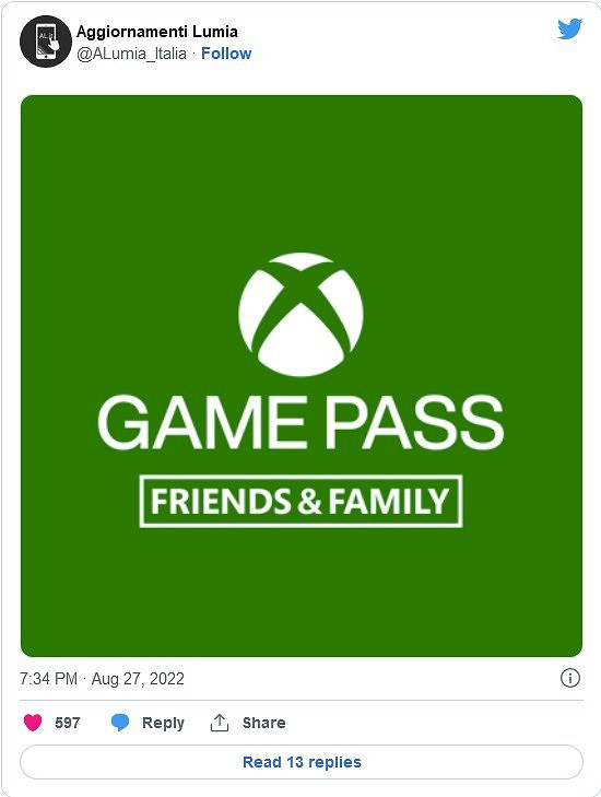 微軟Xbox Game Pass家庭訂閱計劃品牌已經洩露 微軟Xbox Game Pass家庭訂閱計劃品牌已經洩露