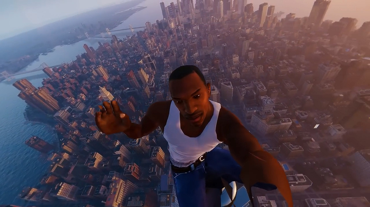 《漫威蜘蛛人》MOD：彼得帕克替換成《GTA》主角CJ