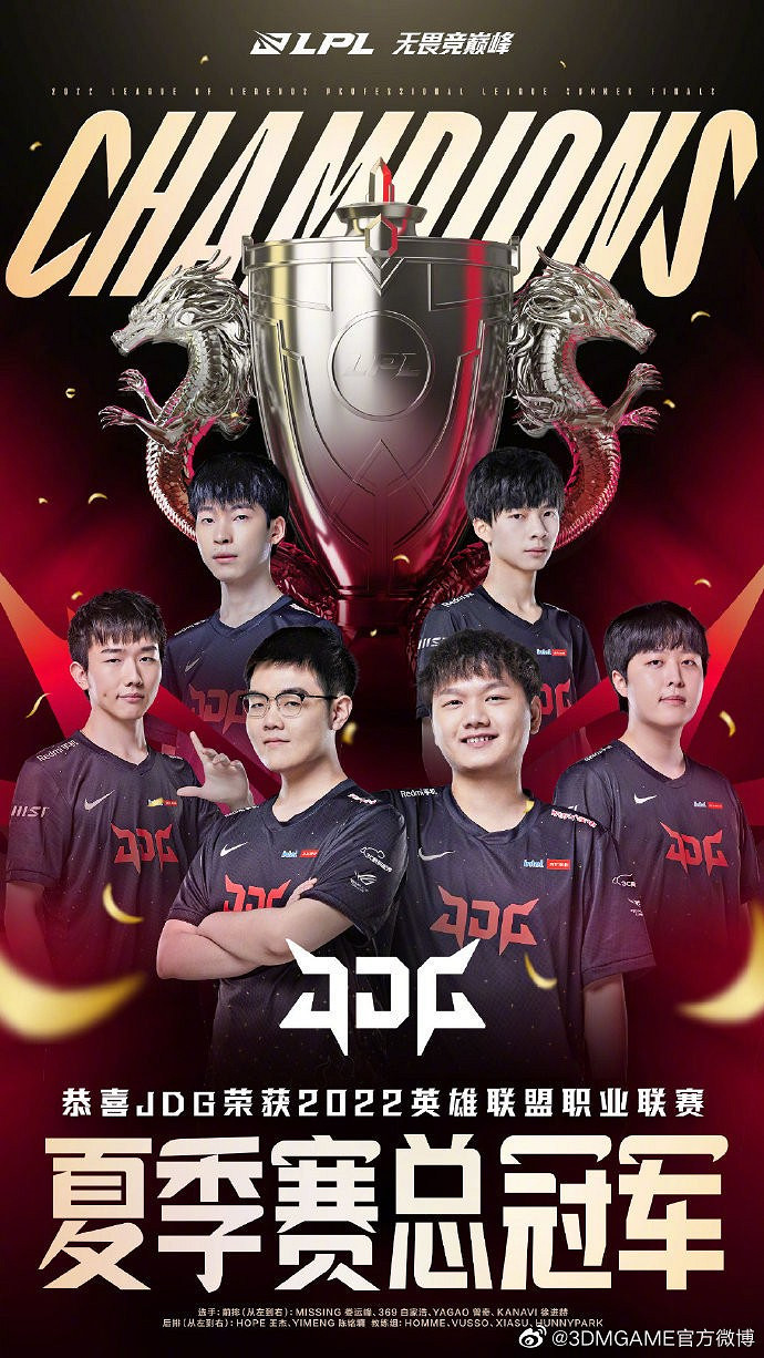 JDG獲2022LPL夏季總決賽冠軍 Yagao獲得FMVP