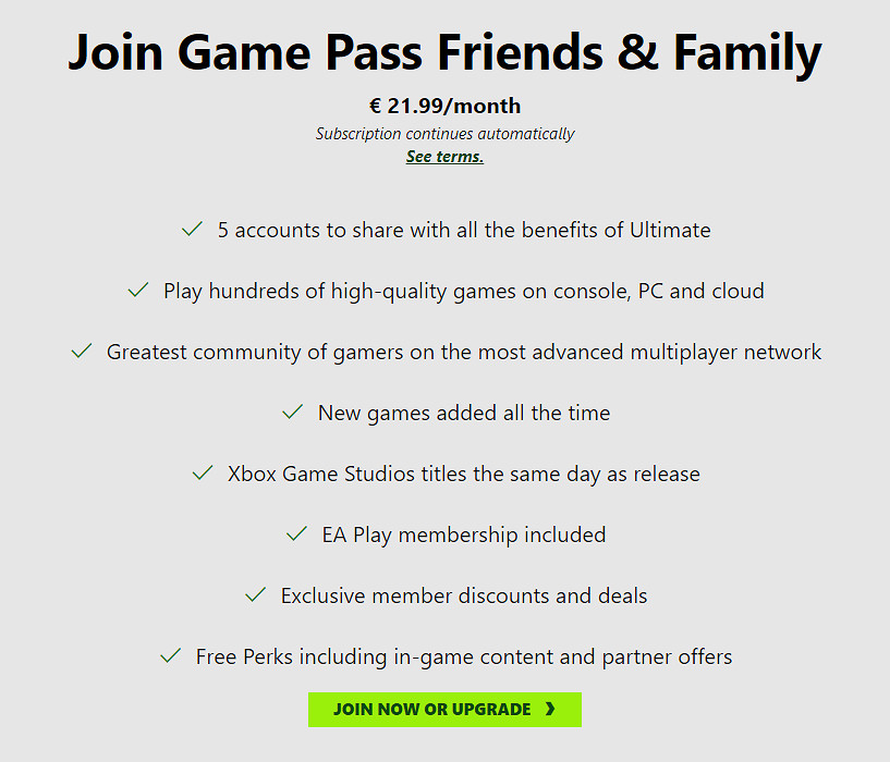 Xbox Game Pass (XGP) 家庭會員計劃在兩國家上線 微軟公布項目細節