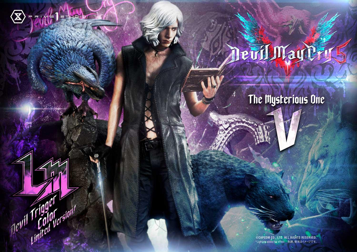 《惡魔獵人5》神秘男V高階手辦 本人三隻魔獸完全精細打造 《惡魔獵人5》神秘男V高階手辦 本人三隻魔獸完全精細打造
