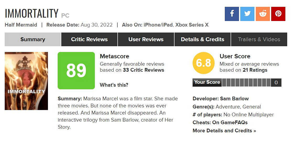 微軟獨占新遊《不朽》好評 M站評分看齊《美末重製》 微軟獨占新遊《不朽》好評 M站評分看齊《美末重製》