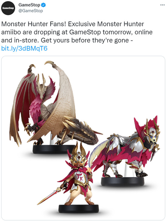 《魔物獵人崛起:曙光》即將開售三款全新Amiibo手辦 《魔物獵人崛起:曙光》即將開售三款全新Amiibo手辦