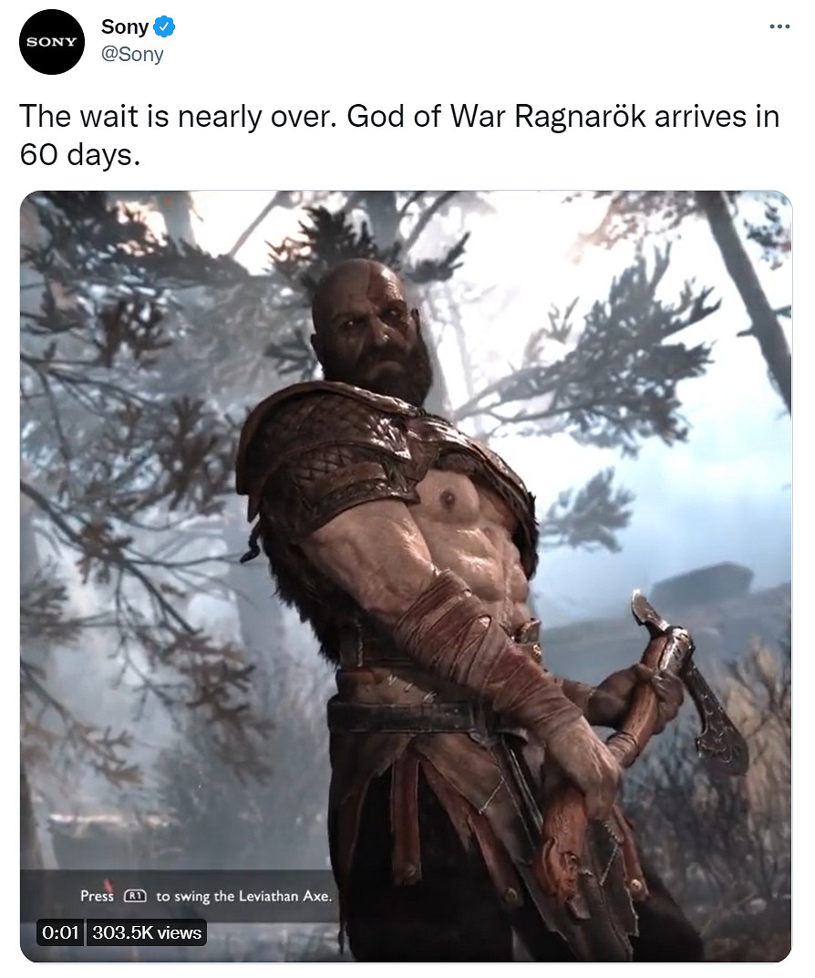 索尼官宣《戰神5》發售倒計時:諸神黃昏60天後降臨! 索尼官宣《戰神5》發售倒計時:諸神黃昏60天後降臨!