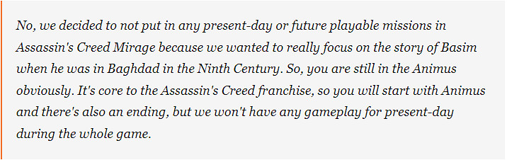 《刺客教條：幻景》沒有現代線玩法 通過播片推進劇情