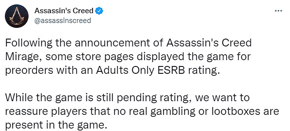 《刺客教條:幻景》18禁是烏龍!育碧辟謠:並無真實賭博! 《刺客教條:幻景》18禁是烏龍!育碧辟謠:並無真實賭博!