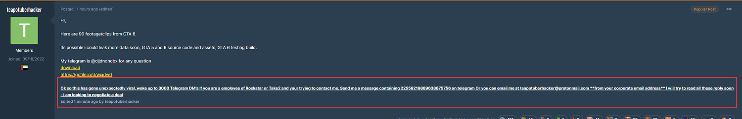 泄露《GTA6》駭客叫囂R星：期待來一場交易談判！