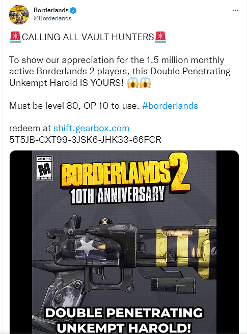 《邊緣禁地2》10周年 官方發放Shift程式碼贈送傳說武器 《邊緣禁地2》10周年 官方發放Shift程式碼贈送傳說武器