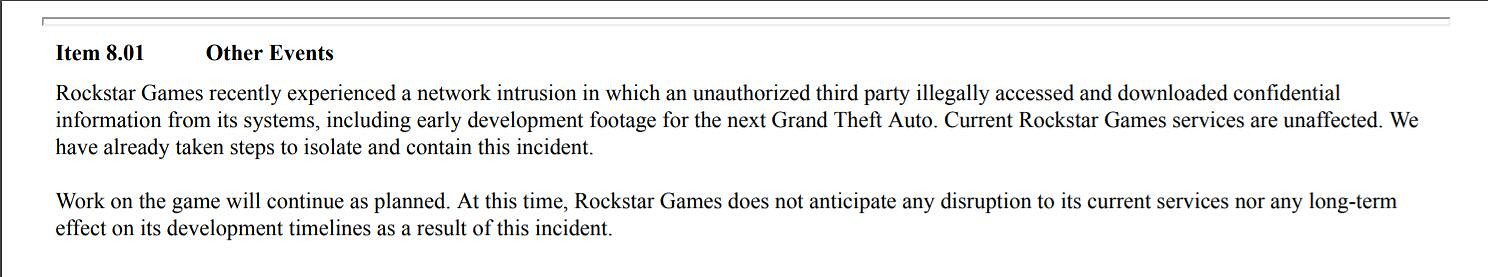 TakeTwo回應R星GTA6泄密事件：已採取措施進行遏製