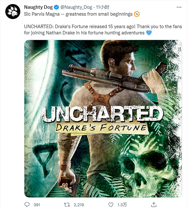 《神秘海域》發售15周年 頑皮狗工作室發文慶祝 《神秘海域》發售15周年 頑皮狗工作室發文慶祝