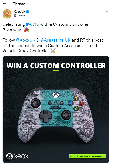 15周年！Xbox公布《AC英靈殿》限定手把：全球兩隻！